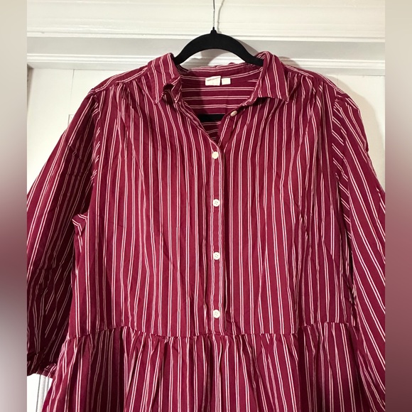GAP Burgundy Striped Long Sleeve Dress - Picture 4 of 9